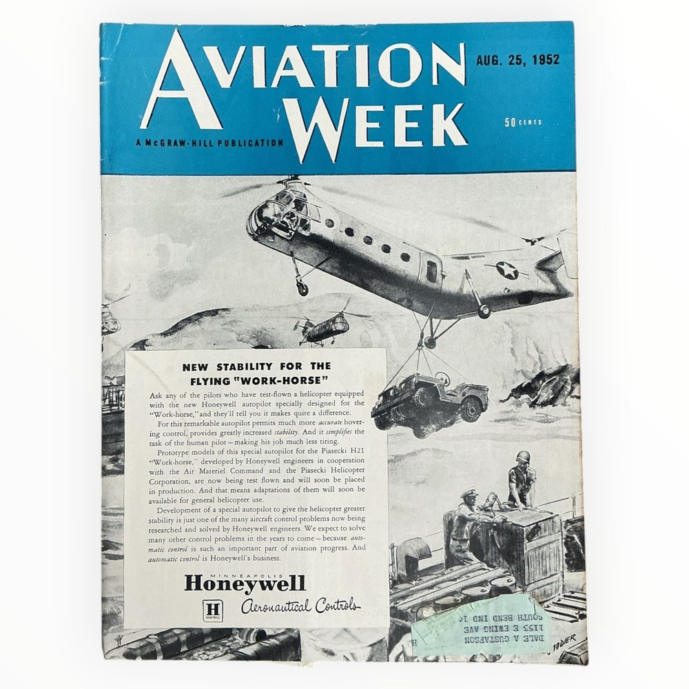 Aviation Week August 25 1952 Piasecki H 21 Work Horse Helicopter